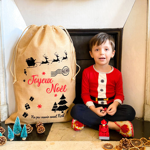 Hotte de Noël NON PERSONNALISÉE - Traineau du Père Noël XXL 🎄